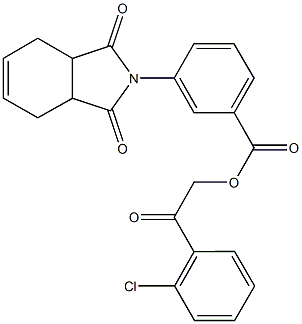 2-(2-chlorophenyl)-2-oxoethyl 3-(1,3-dioxo-1,3,3a,4,7,7a-hexahydro-2H-isoindol-2-yl)benzoate,664973-95-9,结构式