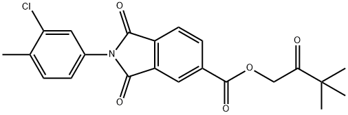 3,3-dimethyl-2-oxobutyl 2-(3-chloro-4-methylphenyl)-1,3-dioxo-5-isoindolinecarboxylate 化学構造式
