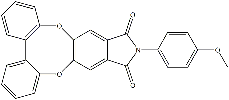 12-(4-methoxyphenyl)-11H-dibenzo[5,6:7,8][1,4]dioxocino[2,3-f]isoindole-11,13(12H)-dione 化学構造式