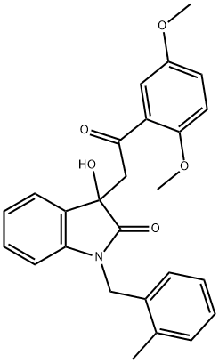 3-[2-(2,5-dimethoxyphenyl)-2-oxoethyl]-3-hydroxy-1-(2-methylbenzyl)-1,3-dihydro-2H-indol-2-one Structure