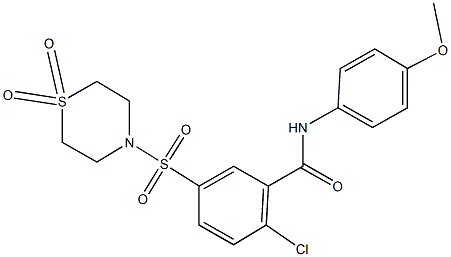 2-chloro-5-[(1,1-dioxidothiomorpholin-4-yl)sulfonyl]-N-(4-methoxyphenyl)benzamide Structure