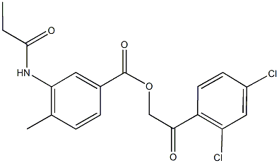 2-(2,4-dichlorophenyl)-2-oxoethyl 4-methyl-3-(propionylamino)benzoate Struktur