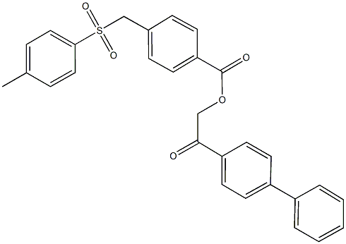 2-[1,1'-biphenyl]-4-yl-2-oxoethyl 4-{[(4-methylphenyl)sulfonyl]methyl}benzoate 结构式