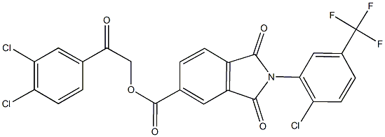 2-(3,4-dichlorophenyl)-2-oxoethyl 2-[2-chloro-5-(trifluoromethyl)phenyl]-1,3-dioxo-5-isoindolinecarboxylate Structure