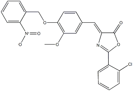 2-(2-chlorophenyl)-4-[4-({2-nitrobenzyl}oxy)-3-methoxybenzylidene]-1,3-oxazol-5(4H)-one 化学構造式