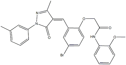 2-(4-bromo-2-{[3-methyl-1-(3-methylphenyl)-5-oxo-1,5-dihydro-4H-pyrazol-4-ylidene]methyl}phenoxy)-N-(2-methoxyphenyl)acetamide|