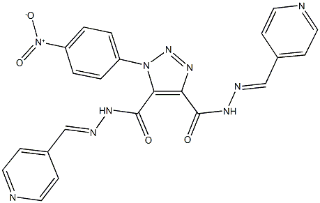 1-{4-nitrophenyl}-N'~4~,N'~5~-bis(4-pyridinylmethylene)-1H-1,2,3-triazole-4,5-dicarbohydrazide Structure