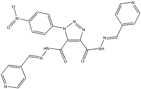 1-{4-nitrophenyl}-N'~4~,N'~5~-bis(4-pyridinylmethylene)-1H-1,2,3-triazole-4,5-dicarbohydrazide Struktur