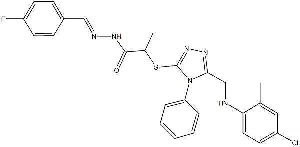 2-({5-[(4-chloro-2-methylanilino)methyl]-4-phenyl-4H-1,2,4-triazol-3-yl}sulfanyl)-N'-(4-fluorobenzylidene)propanohydrazide|