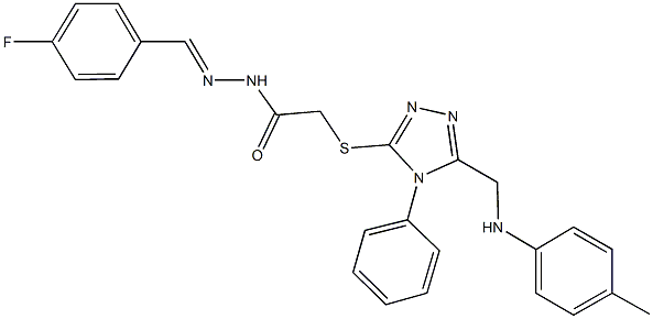 N'-(4-fluorobenzylidene)-2-{[4-phenyl-5-(4-toluidinomethyl)-4H-1,2,4-triazol-3-yl]sulfanyl}acetohydrazide|