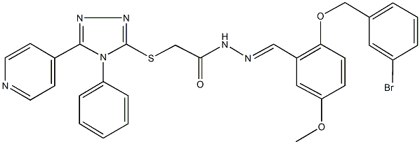 N'-{2-[(3-bromobenzyl)oxy]-5-methoxybenzylidene}-2-{[4-phenyl-5-(4-pyridinyl)-4H-1,2,4-triazol-3-yl]sulfanyl}acetohydrazide 结构式