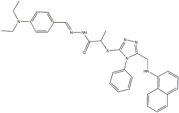 N'-[4-(diethylamino)benzylidene]-2-({5-[(1-naphthylamino)methyl]-4-phenyl-4H-1,2,4-triazol-3-yl}sulfanyl)propanohydrazide Struktur