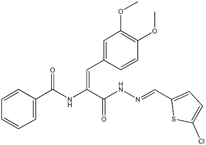 N-[1-({2-[(5-chloro-2-thienyl)methylene]hydrazino}carbonyl)-2-(3,4-dimethoxyphenyl)vinyl]benzamide,664982-76-7,结构式