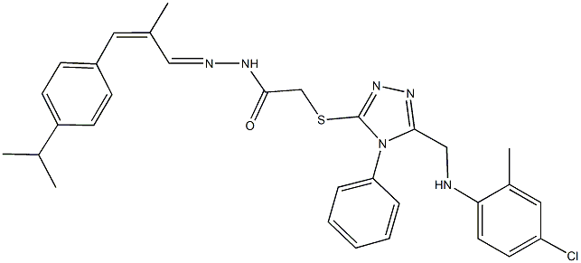 2-({5-[(4-chloro-2-methylanilino)methyl]-4-phenyl-4H-1,2,4-triazol-3-yl}sulfanyl)-N'-[3-(4-isopropylphenyl)-2-methyl-2-propenylidene]acetohydrazide|