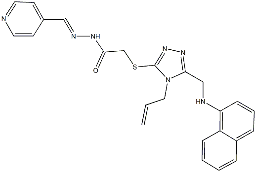 2-({4-allyl-5-[(1-naphthylamino)methyl]-4H-1,2,4-triazol-3-yl}sulfanyl)-N'-(4-pyridinylmethylene)acetohydrazide 化学構造式