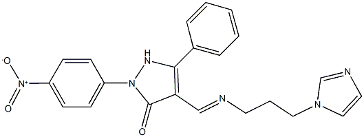 2-{4-nitrophenyl}-4-({[3-(1H-imidazol-1-yl)propyl]imino}methyl)-5-phenyl-1,2-dihydro-3H-pyrazol-3-one Structure