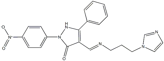 2-{4-nitrophenyl}-4-({[3-(1H-imidazol-1-yl)propyl]imino}methyl)-5-phenyl-1,2-dihydro-3H-pyrazol-3-one,664983-01-1,结构式