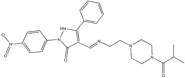 2-{4-nitrophenyl}-4-({[2-(4-isobutyryl-1-piperazinyl)ethyl]imino}methyl)-5-phenyl-1,2-dihydro-3H-pyrazol-3-one 结构式