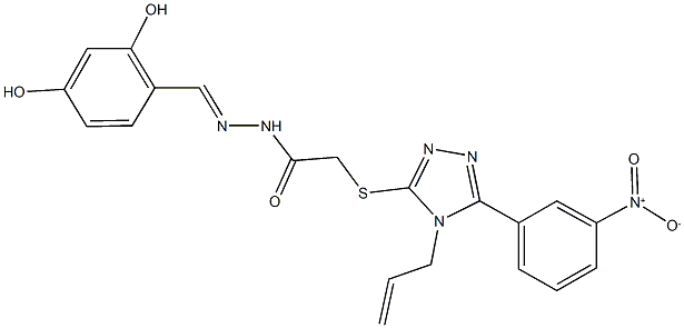 2-[(4-allyl-5-{3-nitrophenyl}-4H-1,2,4-triazol-3-yl)sulfanyl]-N'-(2,4-dihydroxybenzylidene)acetohydrazide,664983-05-5,结构式