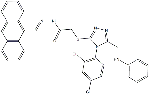 2-{[5-(anilinomethyl)-4-(2,4-dichlorophenyl)-4H-1,2,4-triazol-3-yl]sulfanyl}-N'-(9-anthrylmethylene)acetohydrazide|