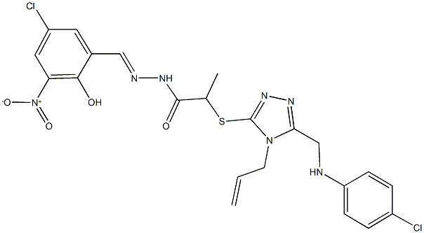 2-({4-allyl-5-[(4-chloroanilino)methyl]-4H-1,2,4-triazol-3-yl}sulfanyl)-N'-{5-chloro-2-hydroxy-3-nitrobenzylidene}propanohydrazide Structure