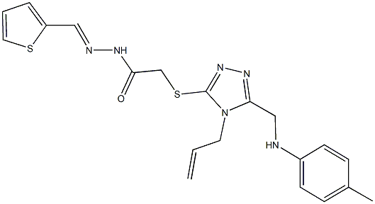 2-{[4-allyl-5-(4-toluidinomethyl)-4H-1,2,4-triazol-3-yl]sulfanyl}-N'-(2-thienylmethylene)acetohydrazide,664983-13-5,结构式