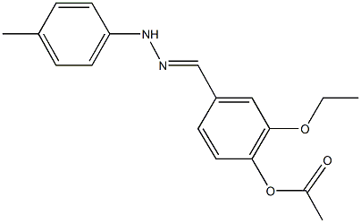 2-ethoxy-4-[2-(4-methylphenyl)carbohydrazonoyl]phenyl acetate Struktur