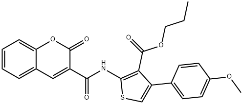 propyl 4-(4-methoxyphenyl)-2-{[(2-oxo-2H-chromen-3-yl)carbonyl]amino}-3-thiophenecarboxylate 结构式