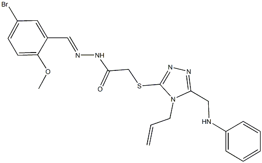2-{[4-allyl-5-(anilinomethyl)-4H-1,2,4-triazol-3-yl]sulfanyl}-N'-(5-bromo-2-methoxybenzylidene)acetohydrazide Struktur