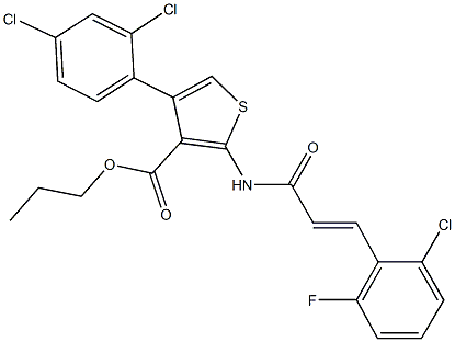 propyl 2-{[3-(2-chloro-6-fluorophenyl)acryloyl]amino}-4-(2,4-dichlorophenyl)-3-thiophenecarboxylate,664992-56-7,结构式