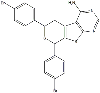 6,8-bis(4-bromophenyl)-5,8-dihydro-6H-thiopyrano[4',3':4,5]thieno[2,3-d]pyrimidin-4-ylamine 化学構造式