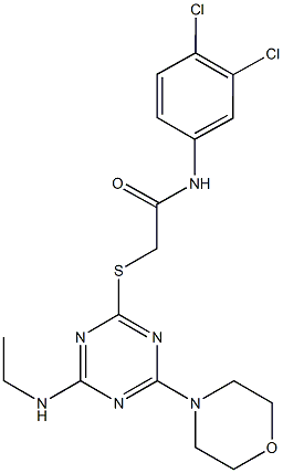 N-(3,4-dichlorophenyl)-2-{[4-(ethylamino)-6-(4-morpholinyl)-1,3,5-triazin-2-yl]sulfanyl}acetamide Struktur