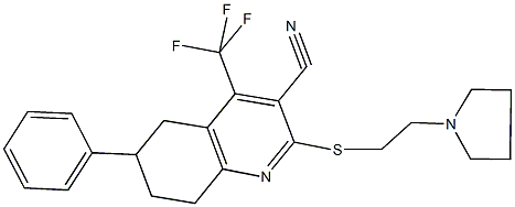 6-phenyl-2-[(2-pyrrolidin-1-ylethyl)sulfanyl]-4-(trifluoromethyl)-5,6,7,8-tetrahydroquinoline-3-carbonitrile Struktur