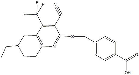 4-({[3-cyano-6-ethyl-4-(trifluoromethyl)-5,6,7,8-tetrahydroquinolin-2-yl]sulfanyl}methyl)benzoic acid,664994-28-9,结构式