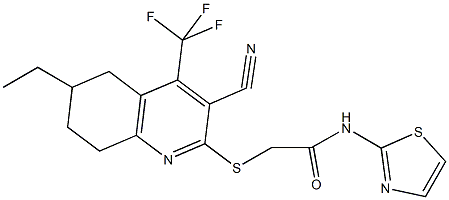 2-{[3-cyano-6-ethyl-4-(trifluoromethyl)-5,6,7,8-tetrahydroquinolin-2-yl]sulfanyl}-N-(1,3-thiazol-2-yl)acetamide Structure