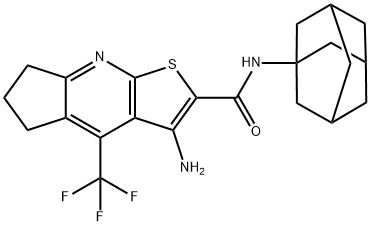 N-(1-adamantyl)-3-amino-4-(trifluoromethyl)-6,7-dihydro-5H-cyclopenta[b]thieno[3,2-e]pyridine-2-carboxamide Structure