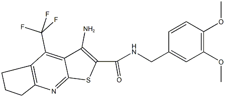 3-amino-N-(3,4-dimethoxybenzyl)-4-(trifluoromethyl)-6,7-dihydro-5H-cyclopenta[b]thieno[3,2-e]pyridine-2-carboxamide Structure