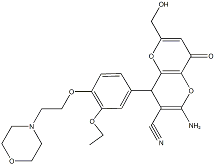 2-amino-4-{3-ethoxy-4-[2-(4-morpholinyl)ethoxy]phenyl}-6-(hydroxymethyl)-8-oxo-4,8-dihydropyrano[3,2-b]pyran-3-carbonitrile|