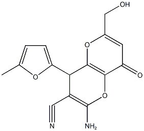 2-amino-6-(hydroxymethyl)-4-(5-methyl-2-furyl)-8-oxo-4,8-dihydropyrano[3,2-b]pyran-3-carbonitrile,664999-53-5,结构式