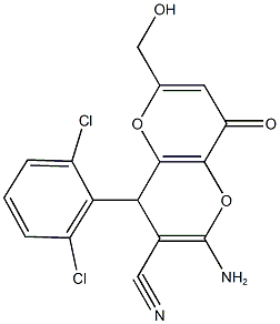 2-amino-4-(2,6-dichlorophenyl)-6-(hydroxymethyl)-8-oxo-4,8-dihydropyrano[3,2-b]pyran-3-carbonitrile Structure