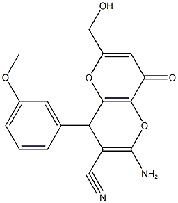 2-amino-6-(hydroxymethyl)-4-(3-methoxyphenyl)-8-oxo-4,8-dihydropyrano[3,2-b]pyran-3-carbonitrile 结构式