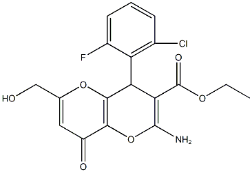 ethyl 2-amino-4-(2-chloro-6-fluorophenyl)-6-(hydroxymethyl)-8-oxo-4,8-dihydropyrano[3,2-b]pyran-3-carboxylate Structure