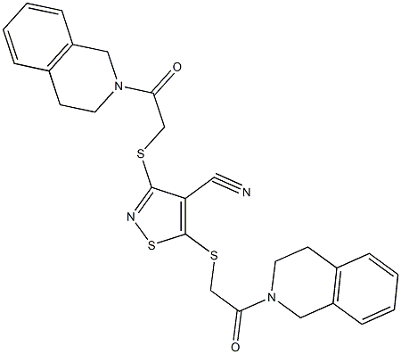 3,5-bis{[2-(3,4-dihydro-2(1H)-isoquinolinyl)-2-oxoethyl]sulfanyl}-4-isothiazolecarbonitrile Structure