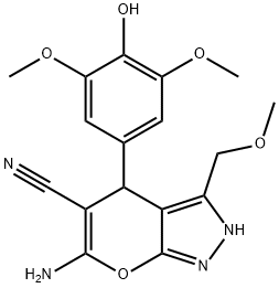 6-amino-4-(4-hydroxy-3,5-dimethoxyphenyl)-3-(methoxymethyl)-2,4-dihydropyrano[2,3-c]pyrazole-5-carbonitrile|