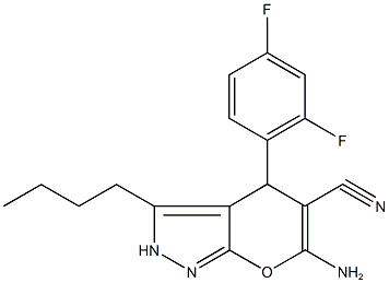 664999-82-0 6-amino-3-butyl-4-(2,4-difluorophenyl)-2,4-dihydropyrano[2,3-c]pyrazole-5-carbonitrile