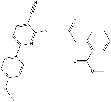 methyl 2-[({[3-cyano-6-(4-methoxyphenyl)-2-pyridinyl]sulfanyl}acetyl)amino]benzoate 结构式