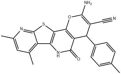 2-amino-7,9-dimethyl-4-(4-methylphenyl)-5-oxo-5,6-dihydro-4H-pyrano[2,3-d]pyrido[3',2':4,5]thieno[3,2-b]pyridine-3-carbonitrile Structure