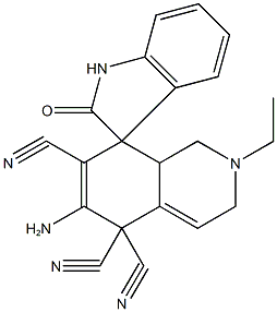 6-amino-2-ethyl-2,3,8,8a-tetrahydro-5,5,7(1H)-isoquinolinetricarbonitrile-8-spiro-3'-(1',3'-dihydro-2'H-indol-2'-one) 结构式