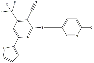2-{[(6-chloro-3-pyridinyl)methyl]sulfanyl}-6-(2-thienyl)-4-(trifluoromethyl)nicotinonitrile,665000-14-6,结构式