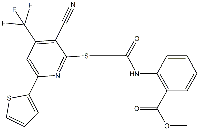 methyl 2-[({[3-cyano-6-(2-thienyl)-4-(trifluoromethyl)-2-pyridinyl]sulfanyl}acetyl)amino]benzoate Structure